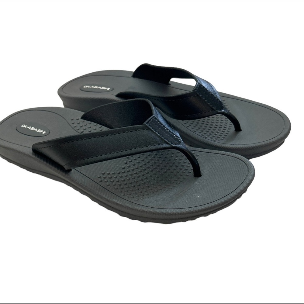 Okabashi Surf Unisex Flip Flops Black Beach Ocean Size LL (9-10)